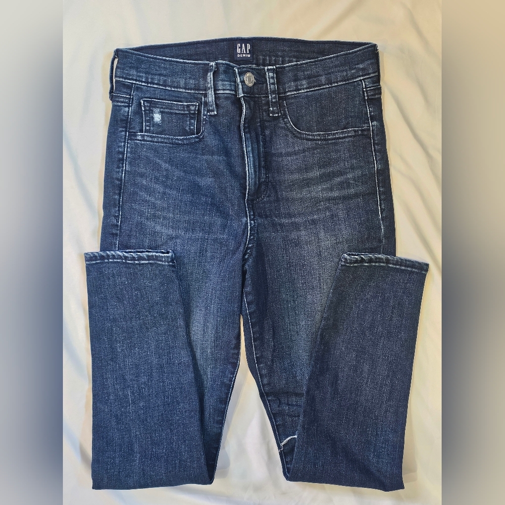Gap Favorite Jeggings, Distressed, Dark Wash Jeans, 27P